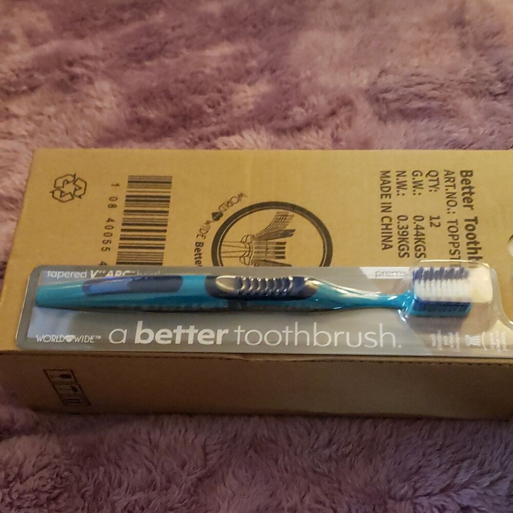 WORLDWIDE Reg. Toothbrush Blue White Comfortable Oral Care Dental Hygiene 2 Pack
